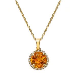 Blue Topaz Halo Pendant Necklace White 14k Gold Citrine Necklace retail $1,250